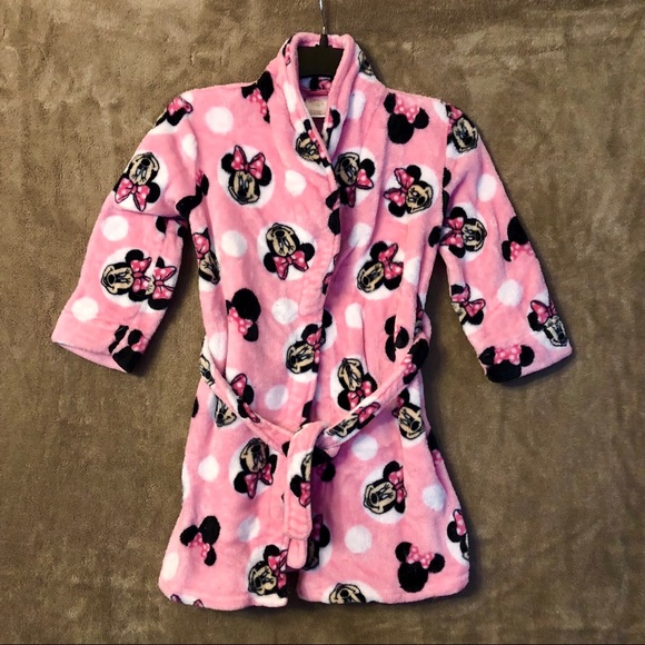 Disney Other - Disney Minnie Mouse Pink Plush Bath Robe Girl 6/6X
